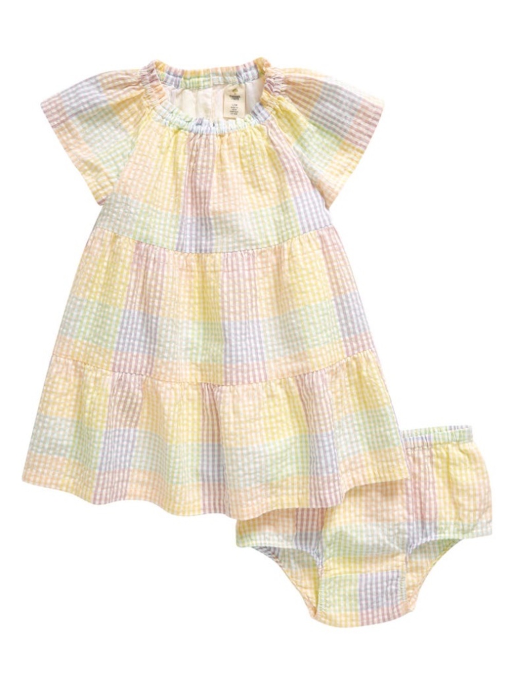 Tucker & Tate Colorblock Tiered Cotton Seersucker Dress & Bloomers 9M